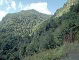 603 Trail From Chitre To Deurali Left Chitre at 6:45. I decided to bypass Ghorpani and go straight for Chomrong. I climbed from Chitre (2420m) on a muddy trail, gentle at first, and much steeper later. I didn't see anybody, and I felt a little claustrophobic with the tall trees all around. It was with great relief that I finally emerged at 9:10 at Deurali (3090m).